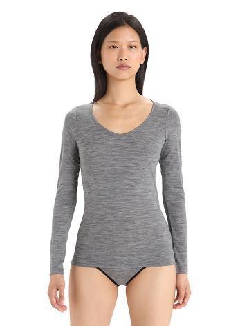 Dámské Spodní Prádlo Icebreaker Merino Siren Long Sleeve Sweetheart Top Šedé | CZ 1257UZGT